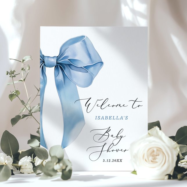 Oh Boy baby Shower Blue Bow Welcome Poster (Creator Uploaded)
