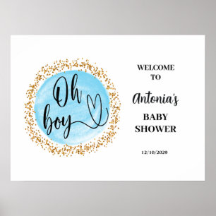 Oh Boy Baby Shower Blue Welcome  Poster
