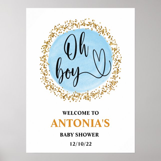 Oh Boy Baby Shower Blue Welcome  Poster (Front)