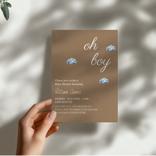 Oh Boy Baby Shower - Cute Cloud Design Invitation