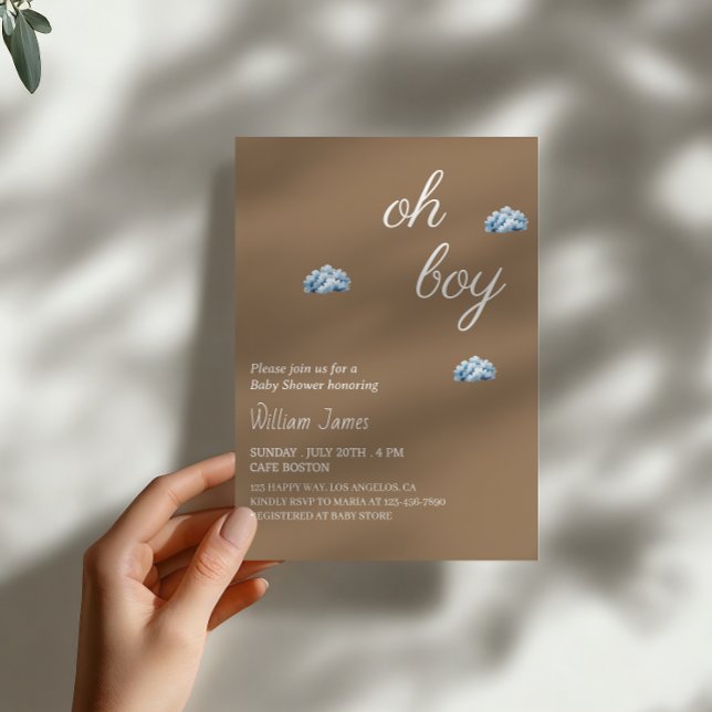Oh Boy Baby Shower - Cute Cloud Design             Invitation (Creator Uploaded)