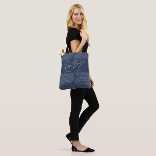 Oh boy Baby shower geometric navy blue elegant Tote Bag