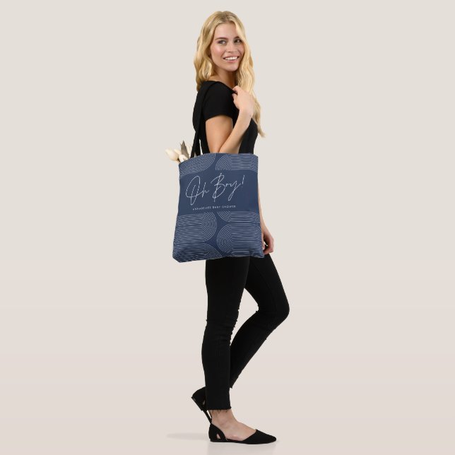 Oh boy Baby shower geometric navy blue elegant  Tote Bag (On Model)