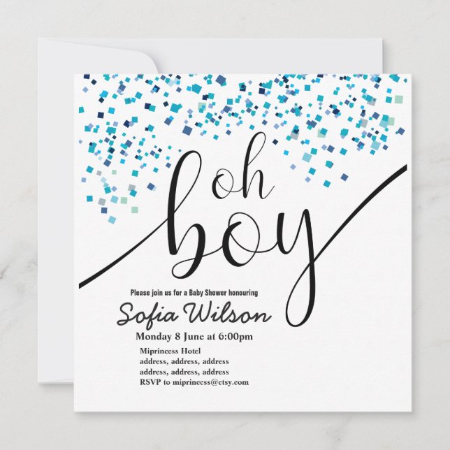 oh boy baby shower, invitation (Front)