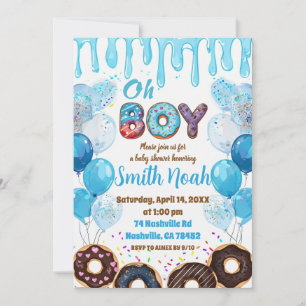 Oh Boy Baby Shower Invitation Doughnut Theme Bab