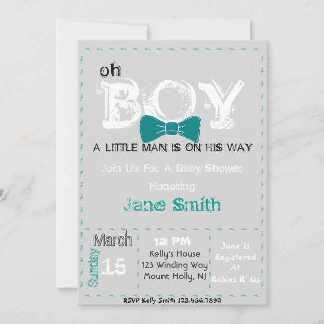 Oh Boy Baby shower invite (Front)