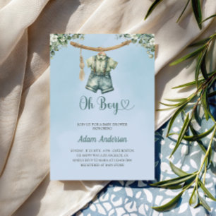 Oh Boy Baby Shower Invite – Watercolor Boy Outfit
