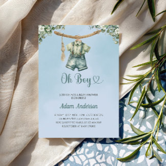 Oh Boy Baby Shower Invite – Watercolor Boy Outfit