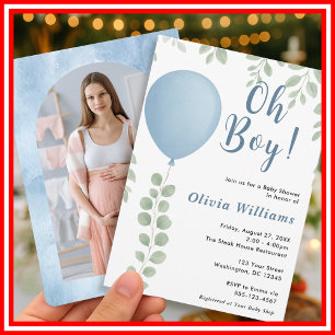 Oh Boy Baby Shower Modern Invitation