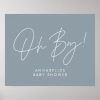 Oh Boy baby shower modern typography blue