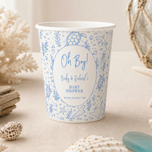 Oh Boy Baby Shower Ocean Animal Minimalist Marine Paper Cups