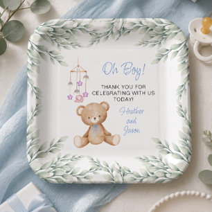 Oh Boy Baby Shower Paper Plates