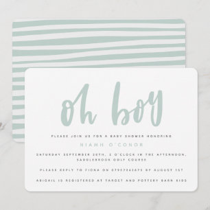 Oh boy, baby shower party invitation