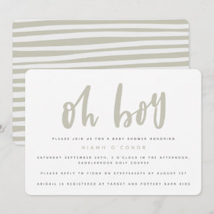 Oh boy, baby shower party invitation (sand)
