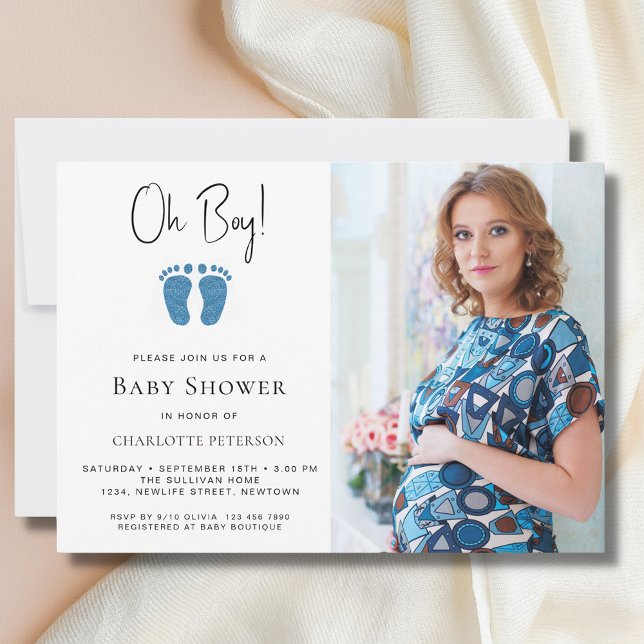 Oh Boy Baby Shower Photo Invitation (Creator Uploaded)