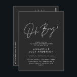 oh boy Baby shower script black elegant  Postcard<br><div class="desc">oh boy Baby shower script modern black elegant party invitation design. Ideal gender neutral design.</div>