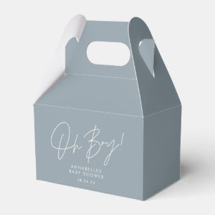 oh boy Baby shower script blue elegant  Favour Box