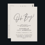 oh boy Baby shower script cream elegant  Postcard<br><div class="desc">oh boy Baby shower script modern cream neutral elegant party invitation design. Ideal gender neutral design.</div>