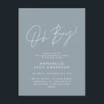 oh boy Baby shower script modern blue elegant  Postcard<br><div class="desc">oh boy Baby shower script modern blue elegant party invitation design. Ideal gender neutral design.</div>