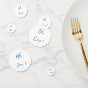 Oh boy baby shower simple blue confetti