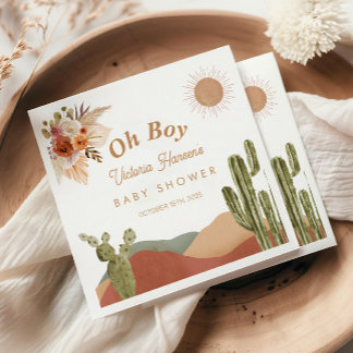 Oh Boy Baby Shower Southwestern Cactus Desert Napkin