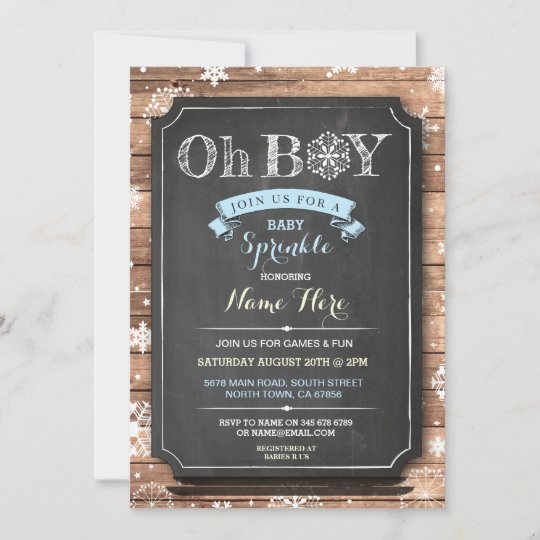 OH BOY Baby Shower Wood Winter Sprinkle Invite