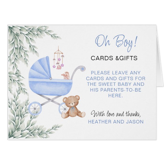 Oh Boy Baby Stroller And Mobile Cards & Gifts Sign (Front Horizontal)