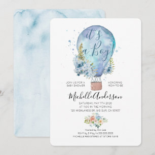 Oh Boy Balloon Baby Shower Invitation