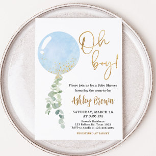 Oh Boy Balloon Baby Shower Invitation