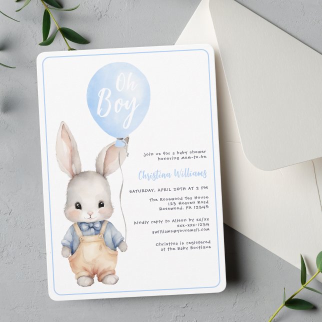 Oh Boy Balloon Baby Shower Invitation (Creator Uploaded)
