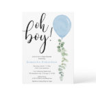 Oh Boy balloon greenery eucalyptus baby shower