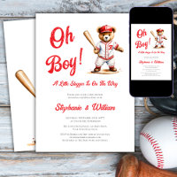 Oh Boy Baseball Baby Shower Cute Bear