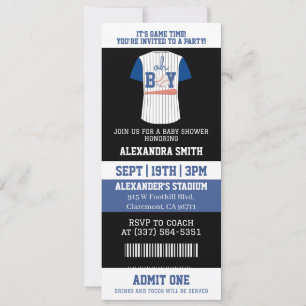 Oh Boy Baseball Jersey Ticket Baby Shower Invitation