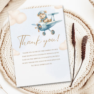 Oh Boy,  Bear Baby shower boy Thank You Card