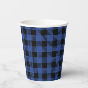 Oh Boy Bear blue Buffalo Plaid Baby Shower Paper Cups