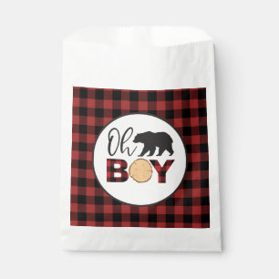 Oh Boy Bear Buffalo Plaid Baby Shower Favour Bags