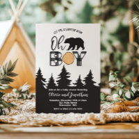 Oh Boy Bear Buffalo Plaid Baby Shower