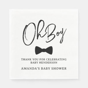 Oh Boy Black Bow Tie Baby Shower Napkin