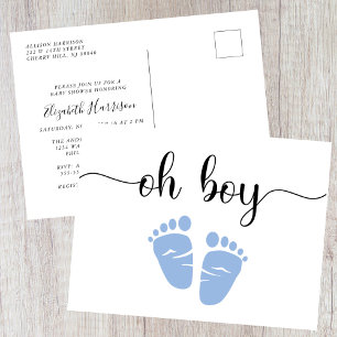 Oh Boy Blue Baby Shower Invitation Postcard