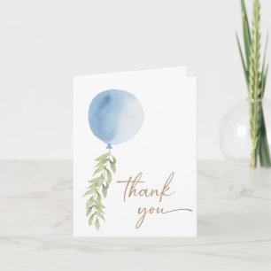 Oh Boy Blue Balloon Eucalyptus Thank You Card