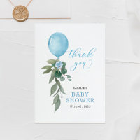Oh Boy Blue Balloon Greenery Baby Shower