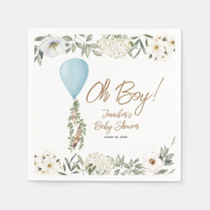 Oh Boy Blue Boho Balloon Baby Shower Napkin