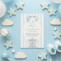 Oh Boy Blue Bow Carousel Vintage Baby Shower