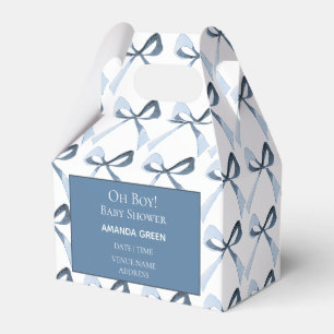 Oh Boy Blue Bows Coquette Baby Shower Favour Box