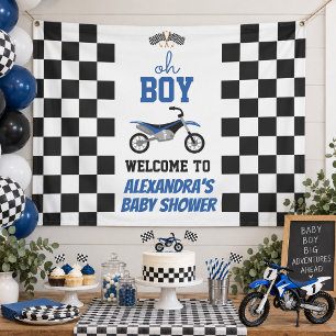Oh Boy Blue Dirt Bike Baby Shower Banner