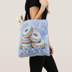 Oh Boy Blue Doughnuts Baby Shower Tote Bag