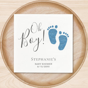 Oh Boy Blue Feet Baby Shower Napkin