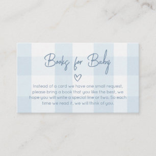 Oh Boy Blue Gingham Baby Shower Books for Baby Enclosure Card