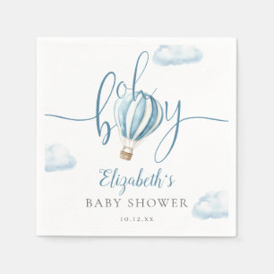 Oh Boy Blue Hot Air Balloon Baby Shower Napkin
