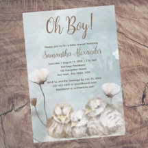 Oh Boy! blue watercolor  baby shower